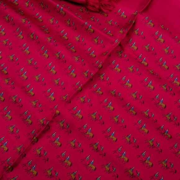 HERMES Red Silk Scarf - Picture 3 of 5